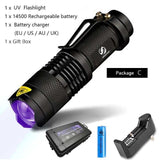 UV Flashlight Ultra Violet Light With Zoom Function Mini UV Black Light - 5minutessolution