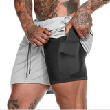 Men's 2 in 1 Running Shorts Pockets Leisure Shorts Sport - 5minutessolution