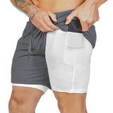 Men's 2 in 1 Running Shorts Pockets Leisure Shorts Sport - 5minutessolution